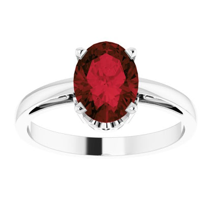 14K White Mozambique Garnet Ring