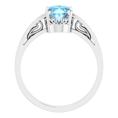 14K White Aquamarine Ring