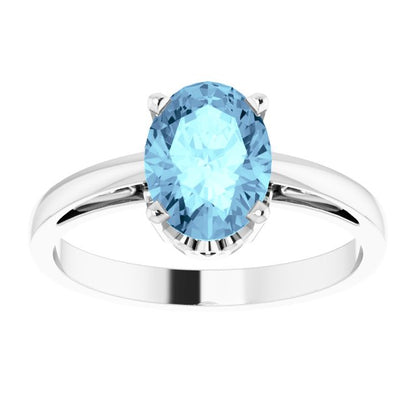 14K White Aquamarine Ring