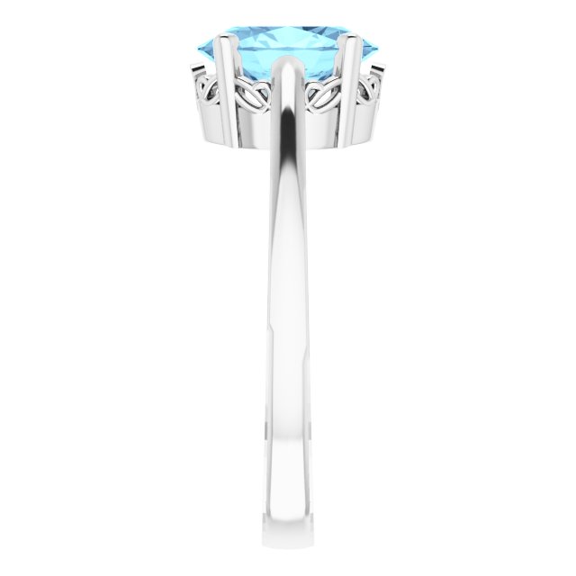 14K White Aquamarine Ring
