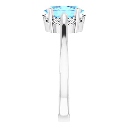14K White Aquamarine Ring
