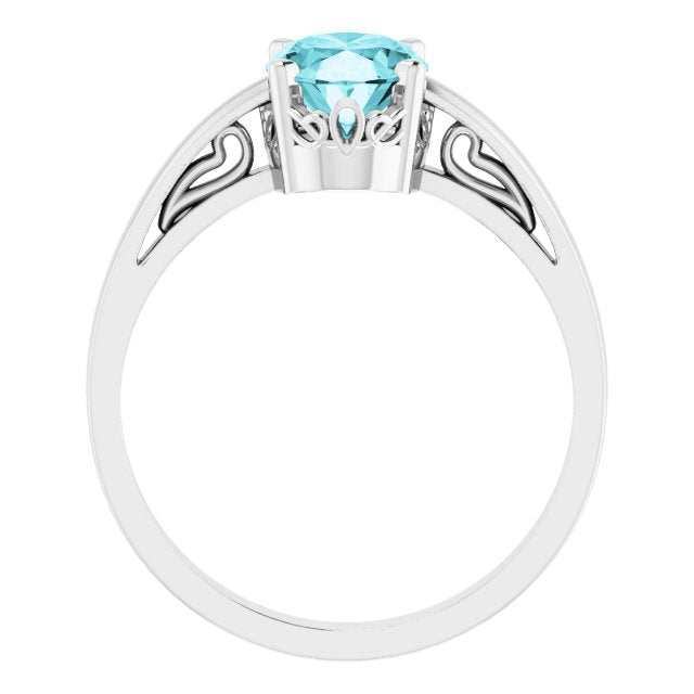 14K White Blue Zircon Ring