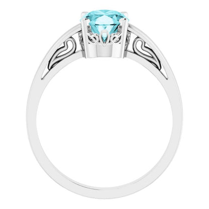 14K White Blue Zircon Ring