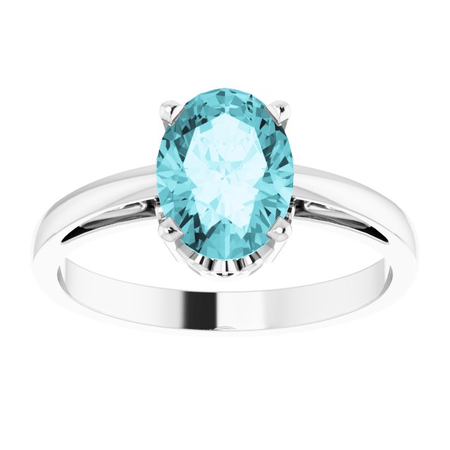 14K White Blue Zircon Ring
