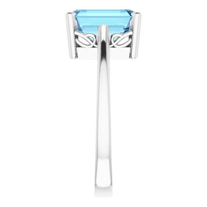 14K White Aquamarine Scroll Settingu00ae Ring