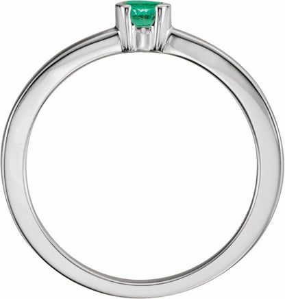 14K White Emerald Family Stackable Ring