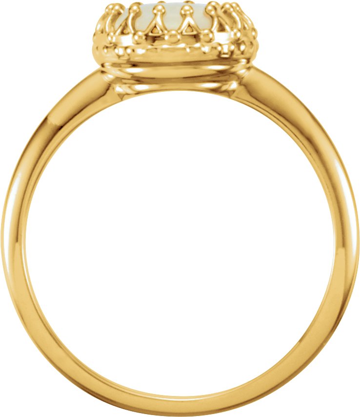 14K Yellow 8 mm Round Opal Ring