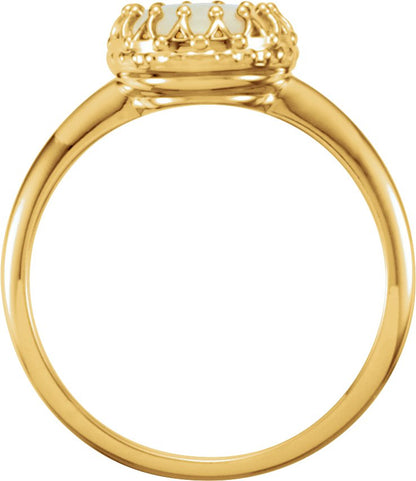 14K Yellow 8 mm Round Opal Ring
