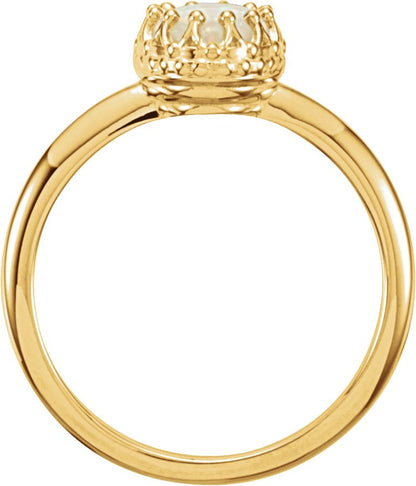 14K Yellow Opal Crown Ring