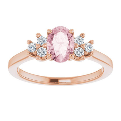 14K Rose Morganite & 1/5 CTW Diamond Ring
