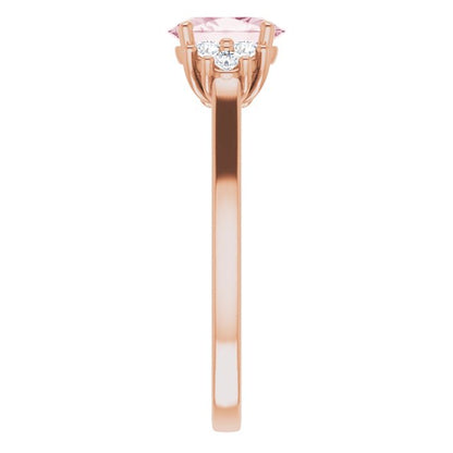 14K Rose Morganite & 1/5 CTW Diamond Ring