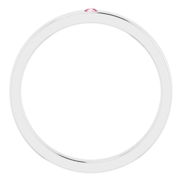 14K White Pink Tourmaline Stackable Family Ring