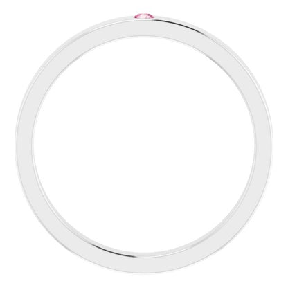 14K White Pink Tourmaline Stackable Family Ring