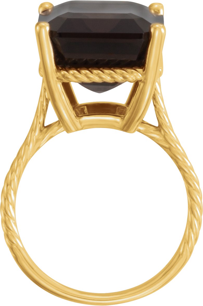 14K Yellow Smoky Quartz Rope Ring