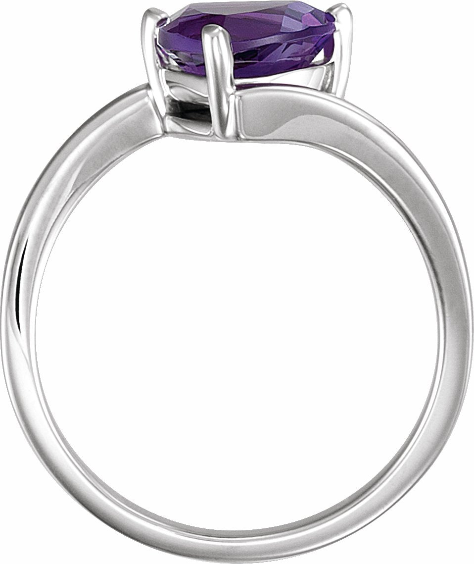 14K White Amethyst Ring