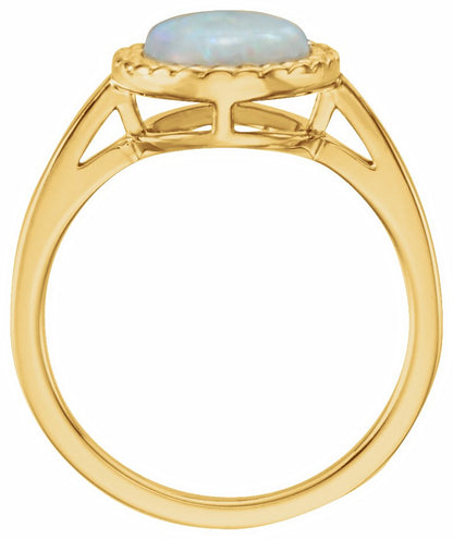 14K Yellow Opal Ring