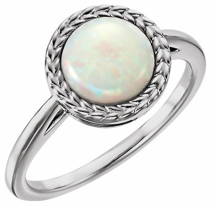 14K White Opal Ring