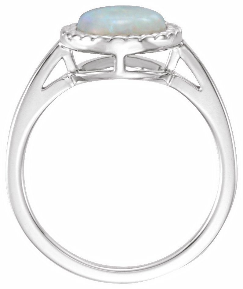 14K White Opal Ring