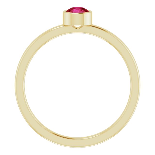 14K Yellow 4 mm Round Ruby Ring