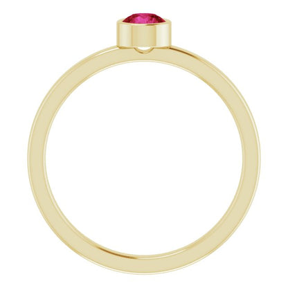 14K Yellow 4 mm Round Ruby Ring