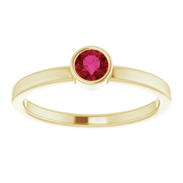 14K Yellow 4 mm Round Ruby Ring