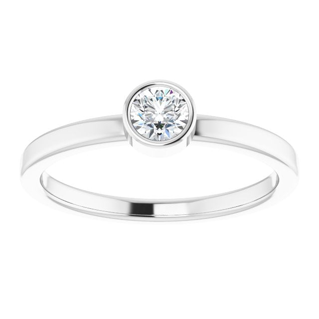 14K White 1/4 CT Diamond Ring