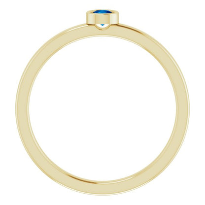 14K Yellow 3 mm Round Blue Sapphire Ring