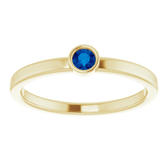 14K Yellow 3 mm Round Blue Sapphire Ring