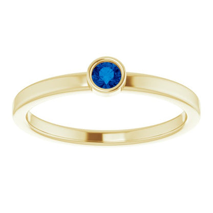 14K Yellow 3 mm Round Blue Sapphire Ring