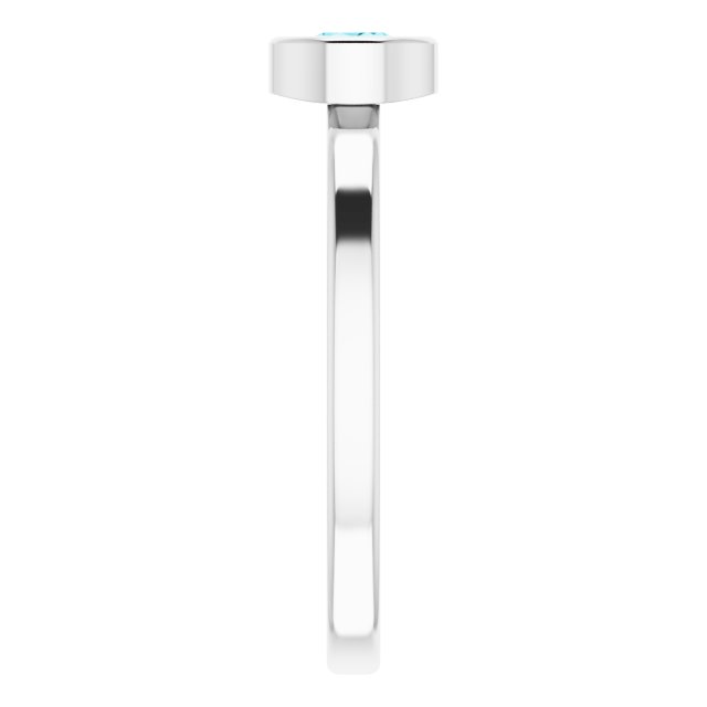 14K White 4.5 mm Round Blue Zircon Ring