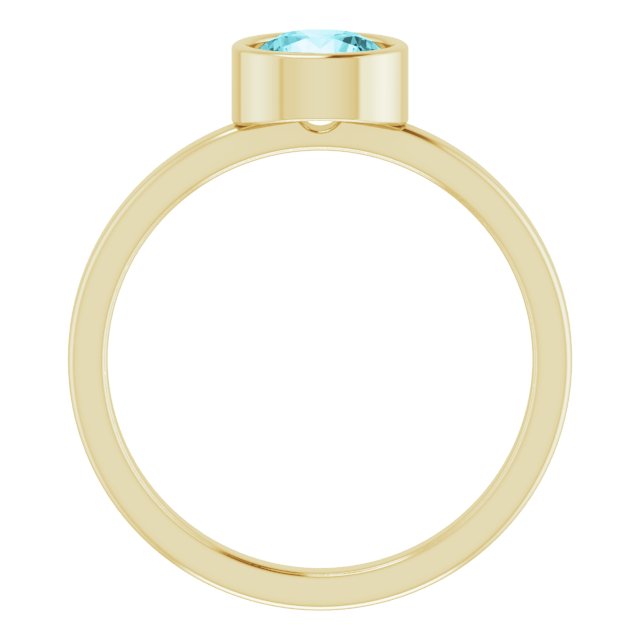 14K Yellow 6 mm Round Blue Zircon Ring