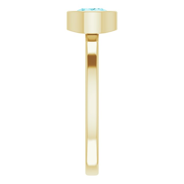 14K Yellow 6 mm Round Blue Zircon Ring