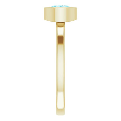 14K Yellow 6 mm Round Blue Zircon Ring