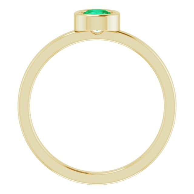 14K Yellow 4.5 mm Round Emerald Ring