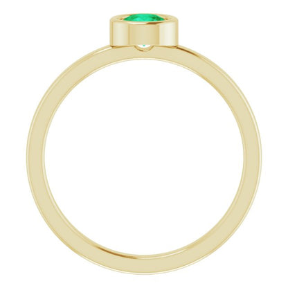 14K Yellow 4.5 mm Round Emerald Ring