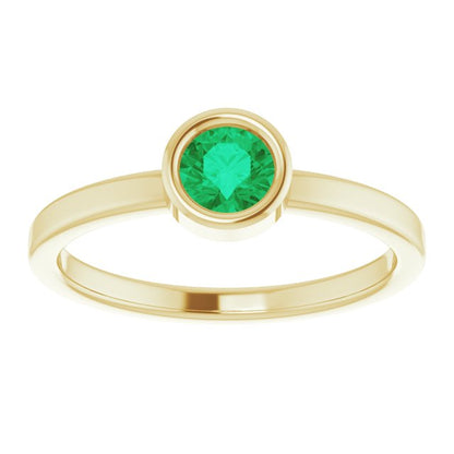 14K Yellow 4.5 mm Round Emerald Ring