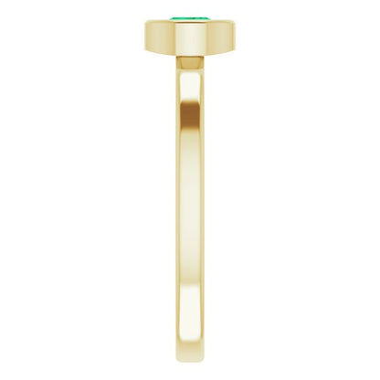 14K Yellow 4.5 mm Round Emerald Ring