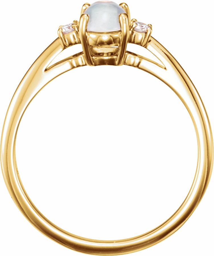 14K Yellow Rainbow Moonstone & .06 CTW Diamond Ring