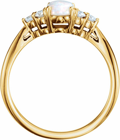 14K Yellow Opal & 1/5 CTW Diamond Ring