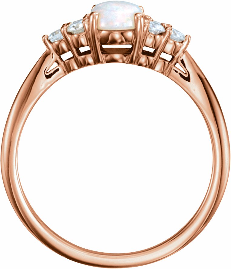 14K Rose Opal & 1/5 CTW Diamond Ring
