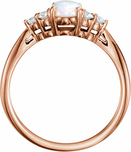 14K Rose Opal & 1/5 CTW Diamond Ring