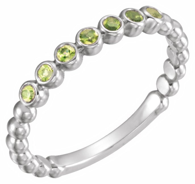 14K White Peridot Stackable Ring