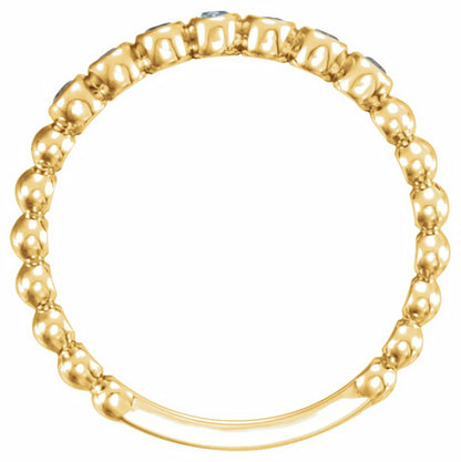 14K Yellow Aquamarine Stackable Ring