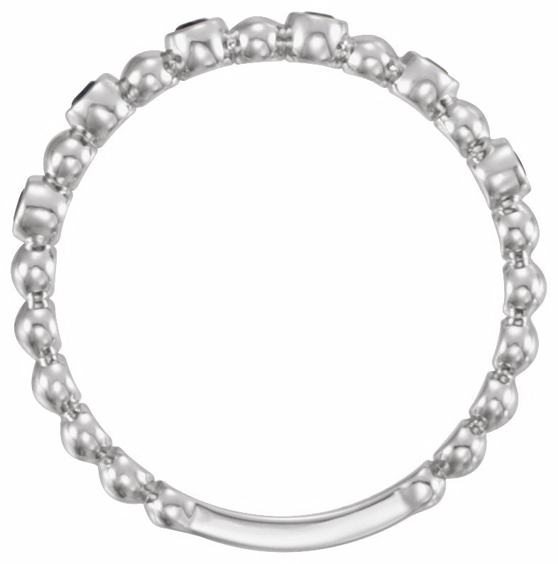 14K White Blue Sapphire Stackable Ring