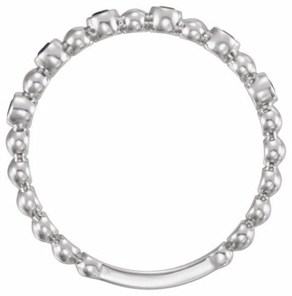 14K White Blue Sapphire Stackable Ring