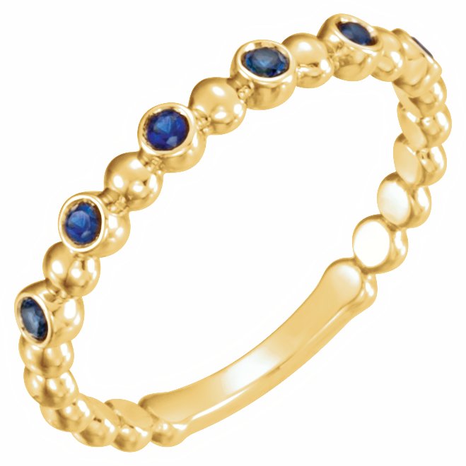 14K Yellow Blue Sapphire Stackable Ring