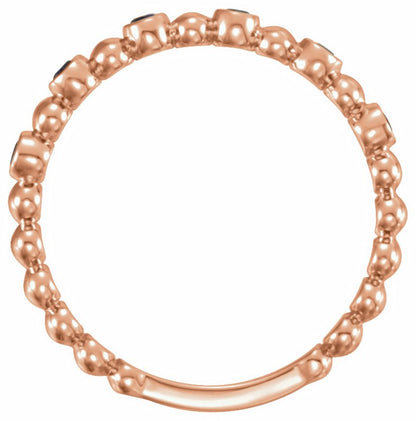 14K Rose Blue Sapphire Stackable Ring