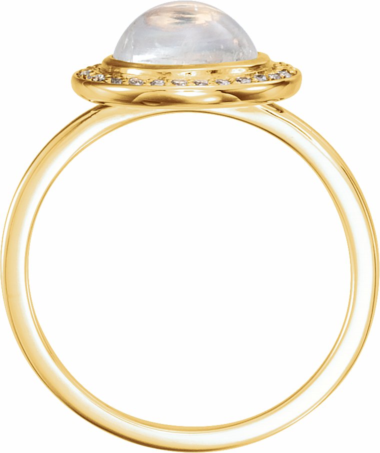 14K Yellow Rainbow Moonstone & 1/8 CTW Diamond Halo-Style Ring