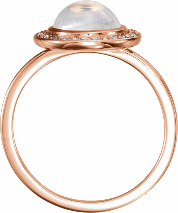 14K Rose Rainbow Moonstone & 1/8 CTW Diamond Halo-Style Ring