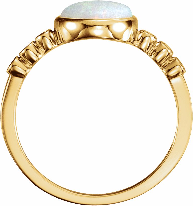 14K Yellow Opal & 1/10 CTW Diamond Ring
